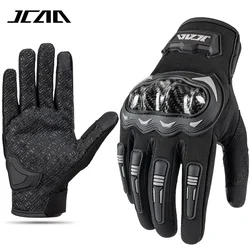 Men's Summer Touch Screen Motorcycle Gloves with Carbon Fiber Protection - M (Black)