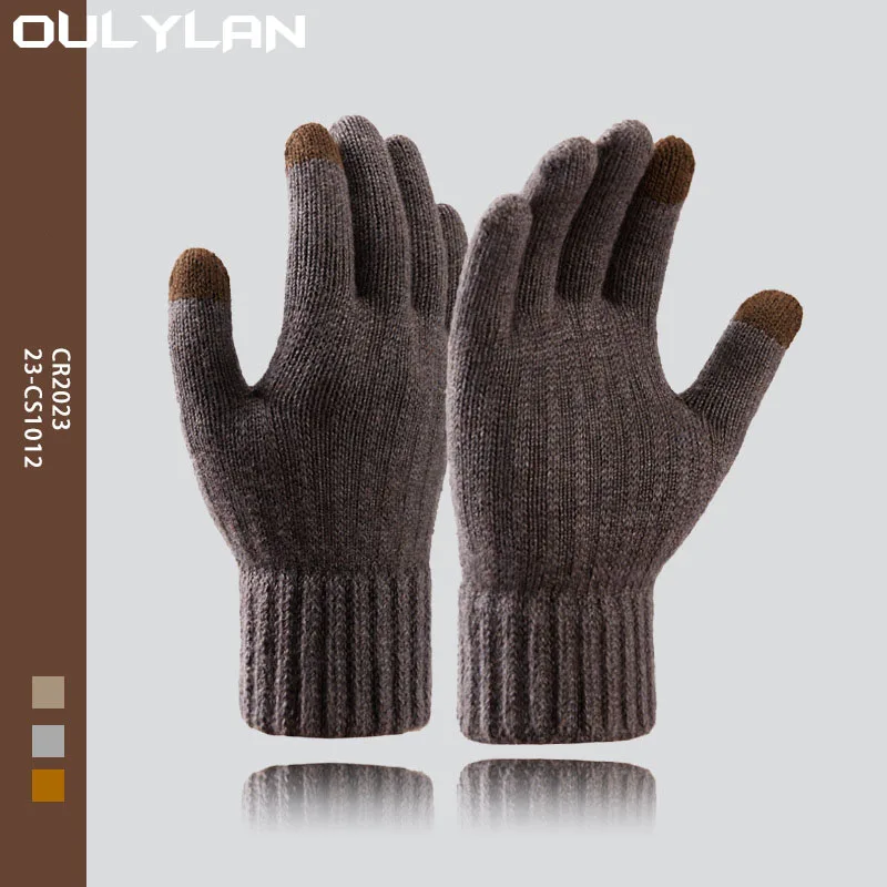 

Female Elastic Cuff Texting Gloves Unisex New Women Plush Thicken Touch Screen Gloves Warm Fleece Lined Knit Gloves