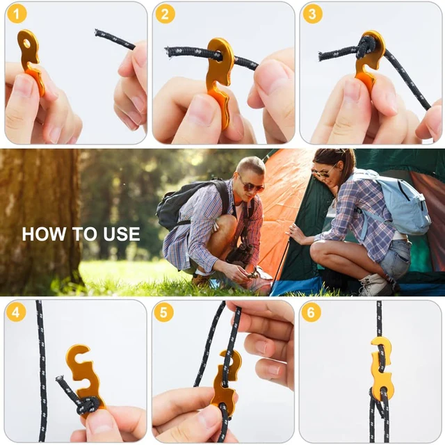 4 Corde Per Tende Da Campeggio 4m - Con Tenditori In Alluminio E Corda Riflettente - Foto 4