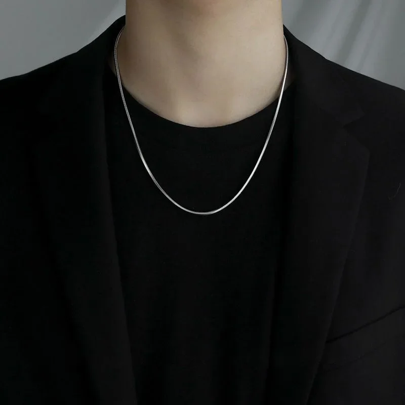 1Pcs Punk Hip-hop Snake Link Chain 925 Sterling Silver Necklace for Men Women Jewelry Gifts