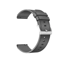 Leather Watchband Strap for Smartwatch - Premium Wristband Bracelet Accessories (Grey)
