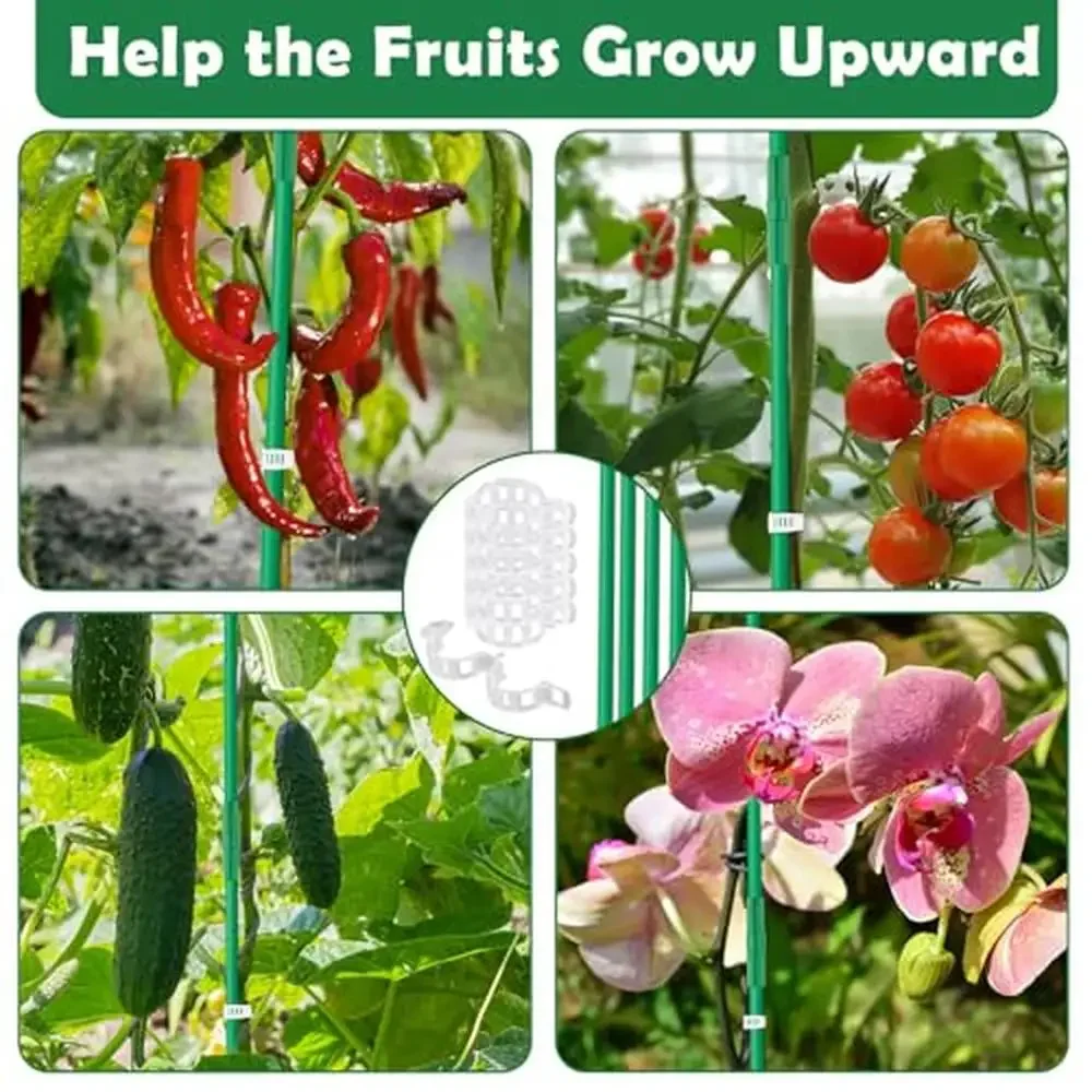 Garden Stakes Set 393PCS Fiberglass Plant Sticks Supports DIY 4ft 5ft 6ft 7ft Tomato Stake Accessories Clips Connectors Rubber