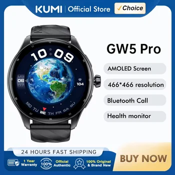 New KUMI GW5 Pro 1.43' AMOLED NFC Waterproof IP68 Bluetooth 5.2 100+ Sport Heart Rate Blood Pressure Oxygen Monitor Smartwatches 1