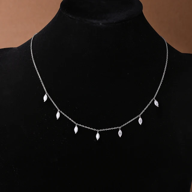 0.3CT Marquise Moissanite Halskjede – 925 Sølv, GRA-sertifisert