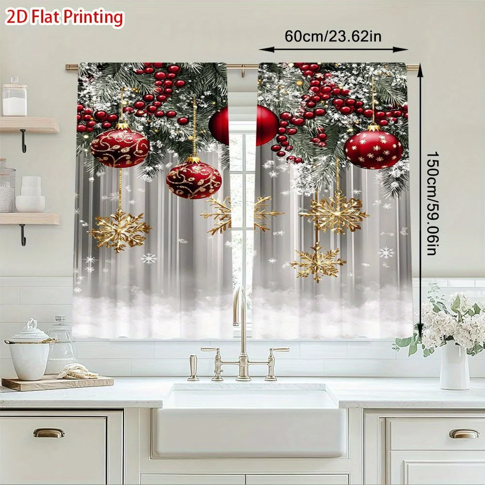 Christmas Ornament Garland Curtain Set 4