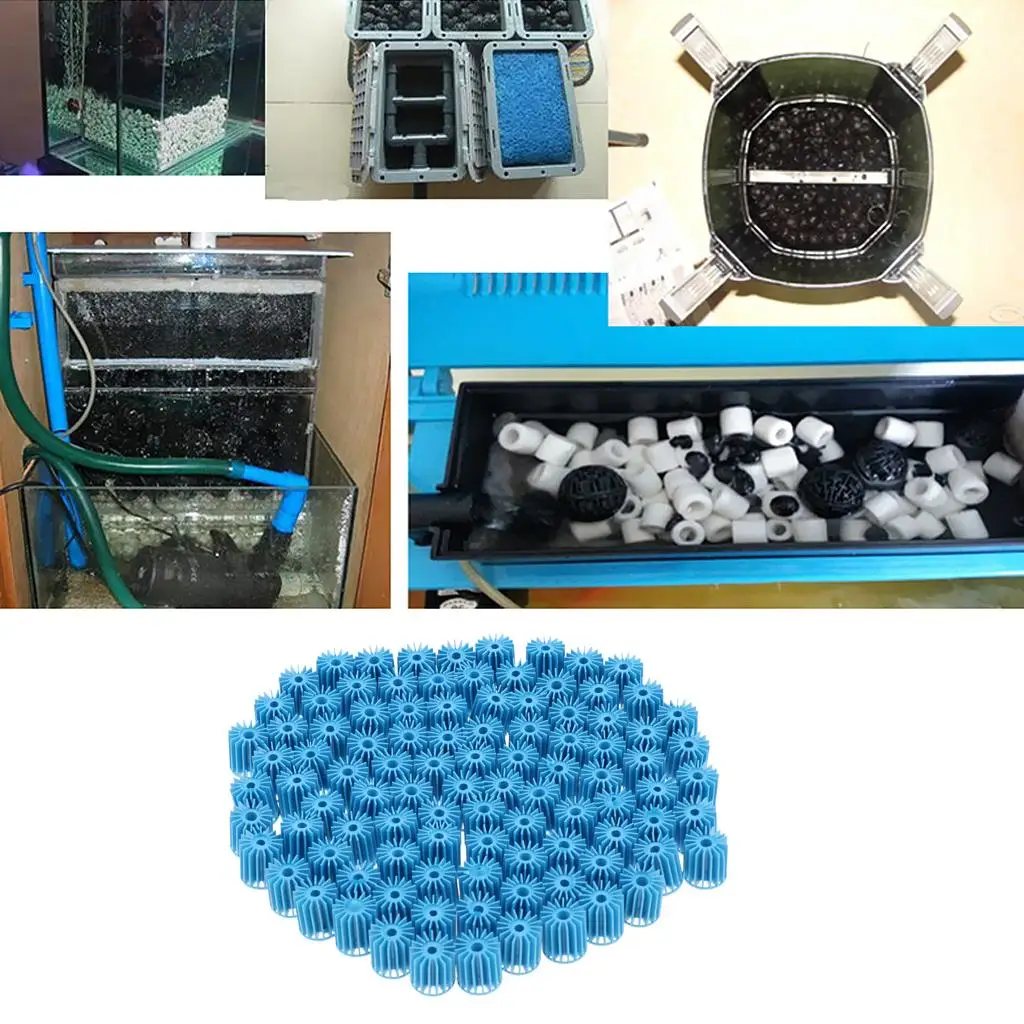 100 Pcs Bio-Ball Filter Media Aquarium Fish Pond Freshwater Saltwater Wet/Dry Systems Blue aquarium filter