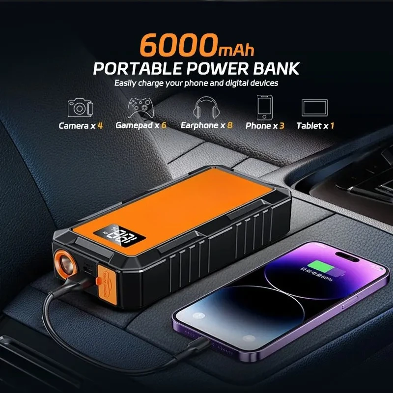 12V 8000mAh Car Jump Starter with Digital Display Portable Power Bank Charger Au