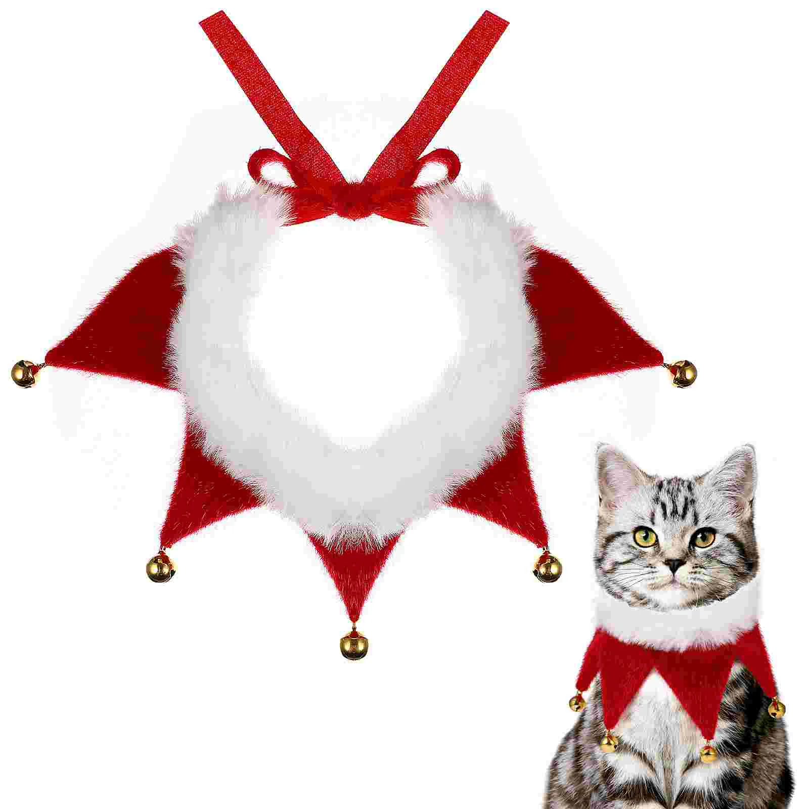

Pet Christmas Scarf with Bells Decorations Fashion Bandana Pet Holiday Santa Style Neckerchief Holiday Costume Accessory(Size M)