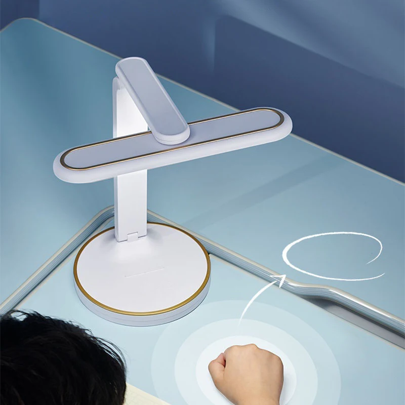 LED 시계 테이블 램프, USB 충전식 조도 조절 데스크 램프, 플러그인 LED 라이트, 접이식 눈 보호 독서 야간 조명