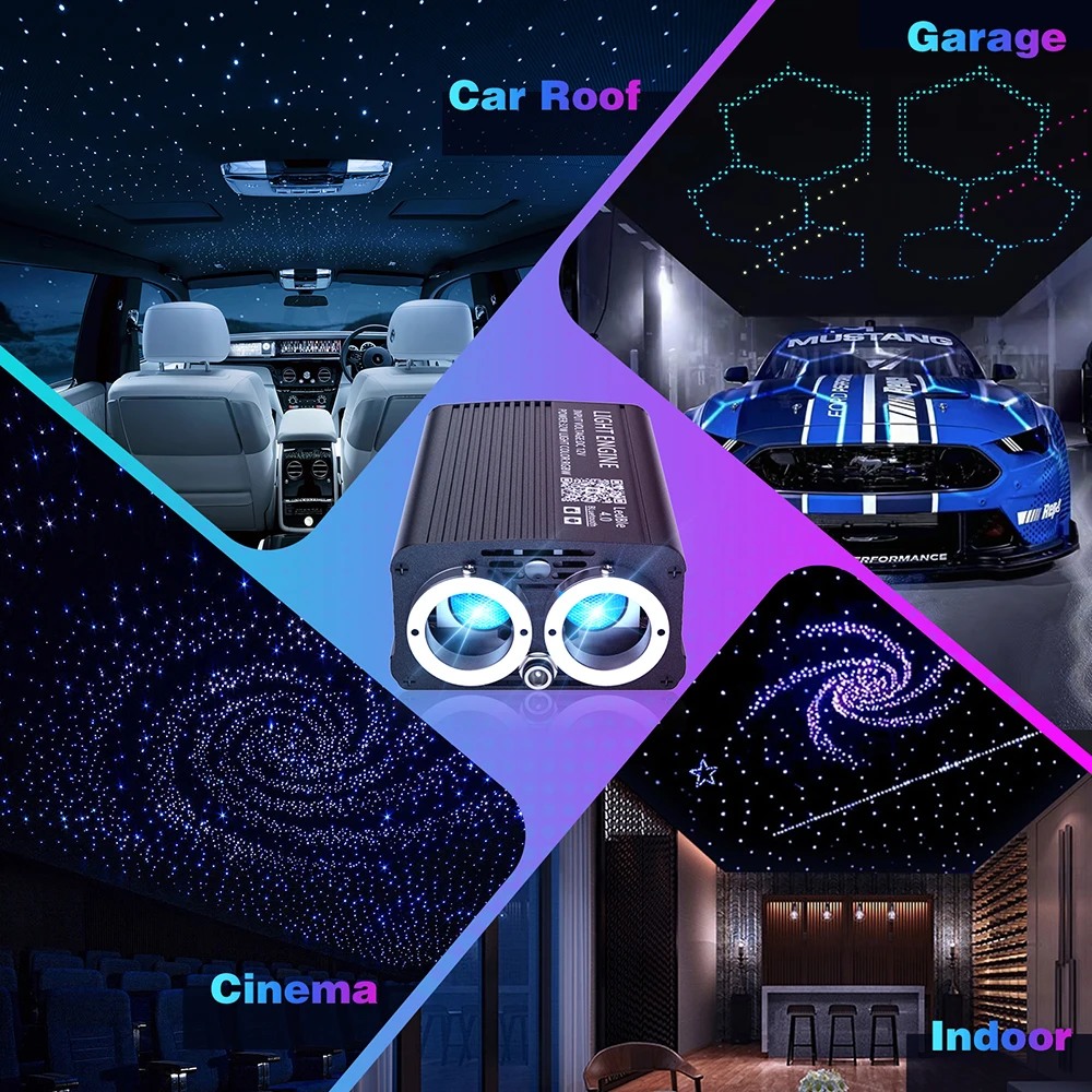 32W Twinkle Dual Port Fiber Optic Star Ceiling Kit With Meteor effect APP Car Roof Stars Fiber Optic for Car Ceiling Lighting