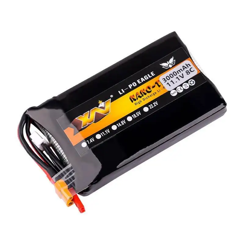 Batterie Émetteur RC6GS/RC4GS avec Chargeur USB - Lot 1P, batterie et chargeur posés sur fond neutre.