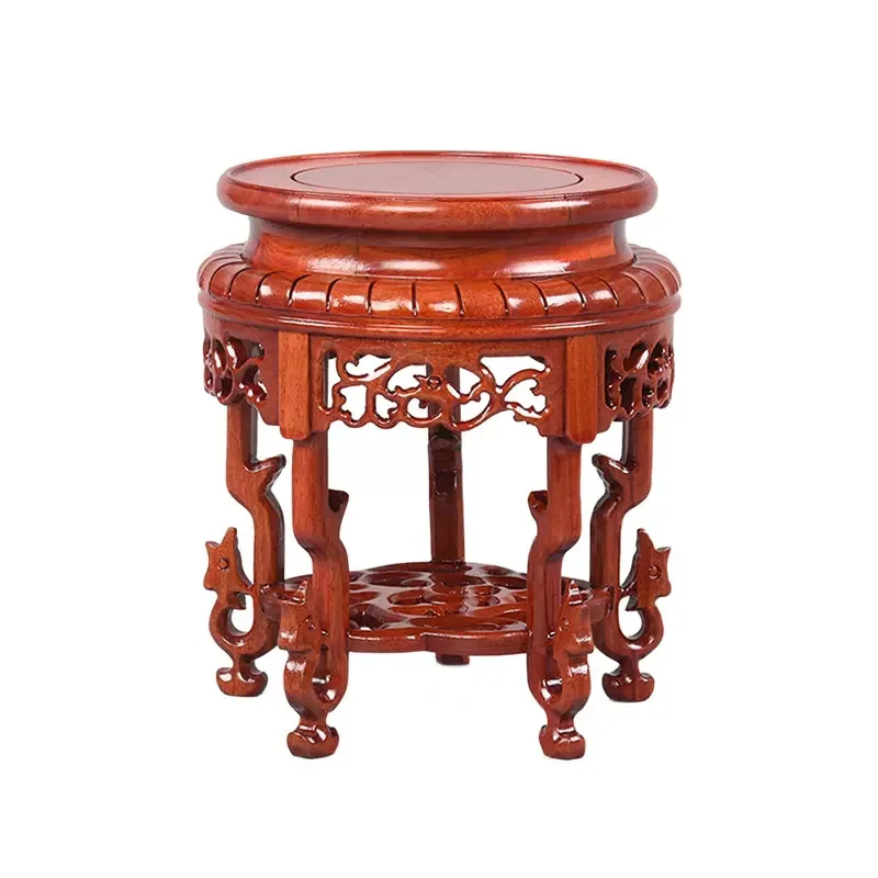 Dalbergia Cochinensis RedWood Carved Bonsai Display Pedestal Vase, Artical Statue, Luxury Collection Base, Classical Design