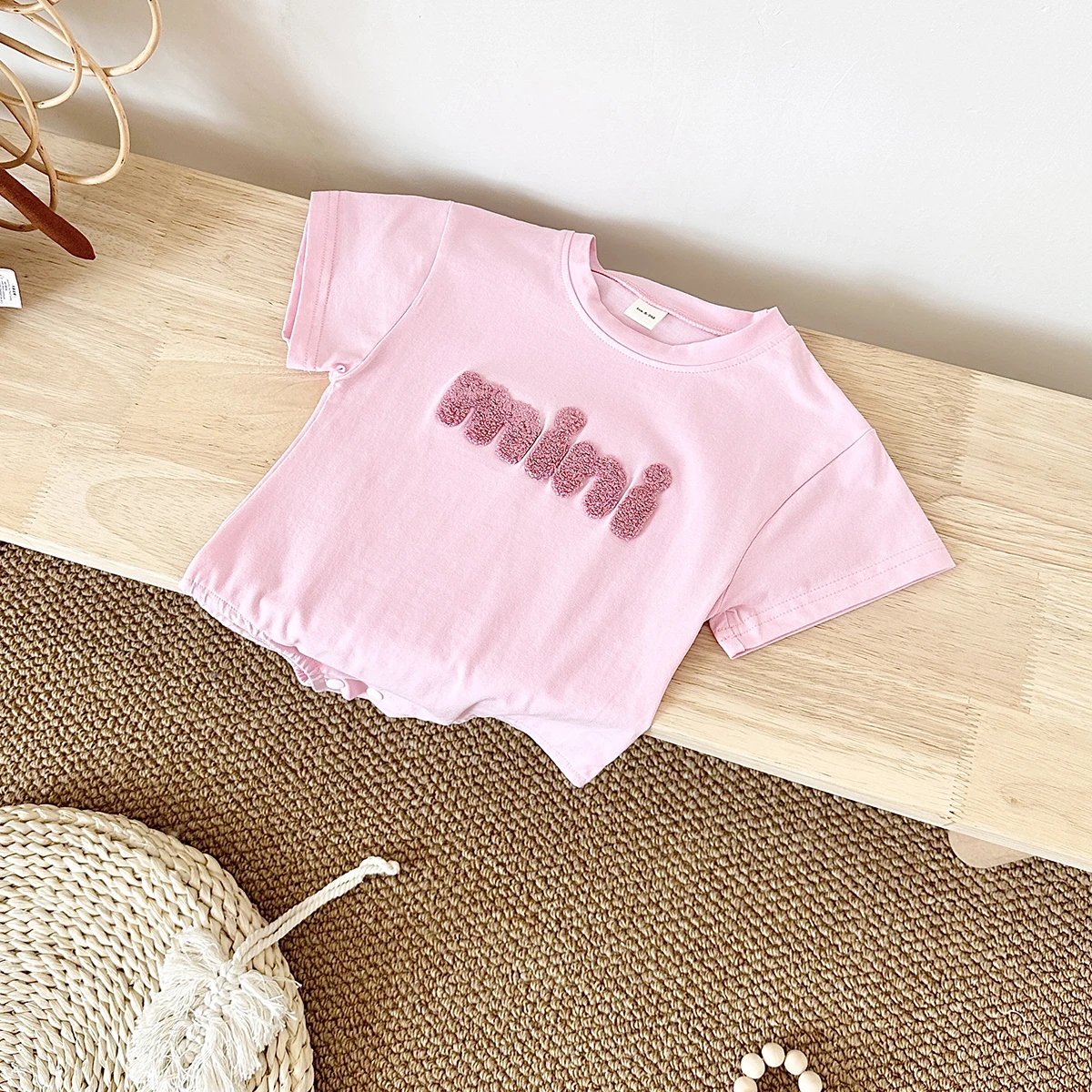 INS Summer New Baby Bodysuit Newborn Clothing Boys Girls Cotton Triangle Romper Plush letter Short Sleeve Infant 0-18M 5