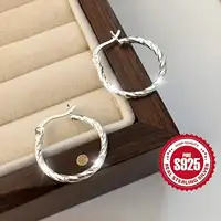 Hypoallergenic Silver Stud Earrings for Women - Lightweight Twisted Circle Design, Comfortable Mother's Day Gift Idea - Image 2