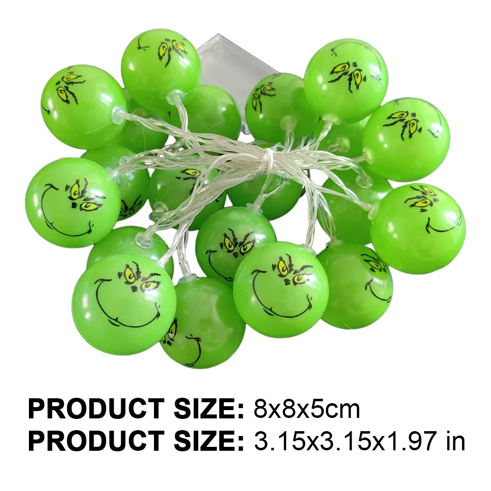 2024 Halloween Day Decoration Party String Lights Funny Green Balls Lights DIY Christmas Tree Decor Light Holiday Party Supplies 6