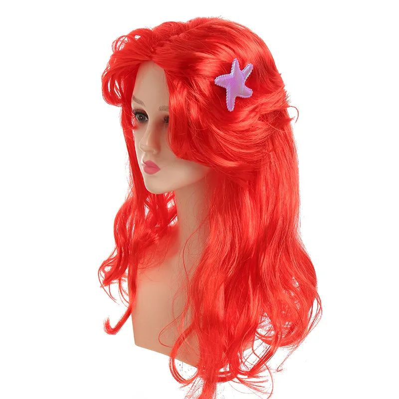 The Little Mermaid Princess Ariel Cosplay Wigs Long Wave Wavy Heat Resistant Synthetic Hair Wig