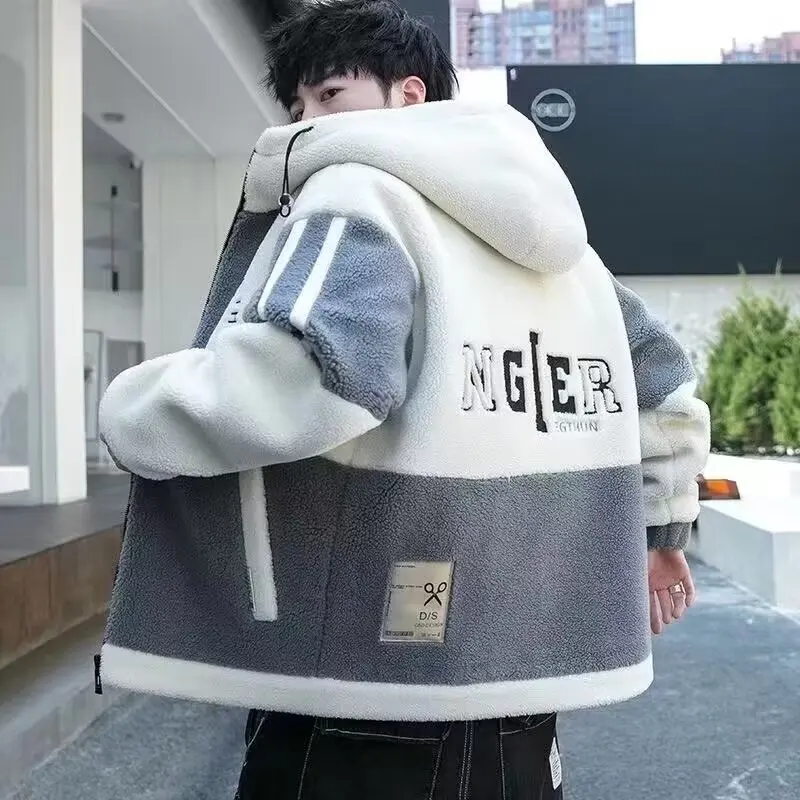 Lambskin Jacket Men - Stand Up Collar Cotton Jacket | Autumn Winter Solid Color Coat