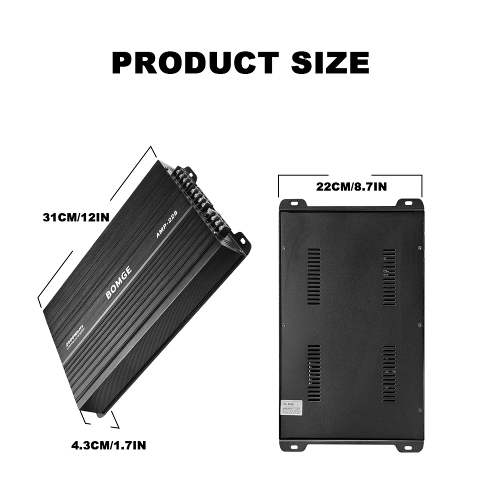 4チャンネルカーアンプ 2800W ブラックメタルプラスチック 12V DC 1個