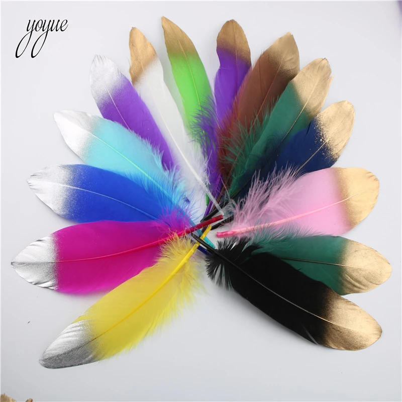 Wholesale 10pcs/lot Gold Goose Feathers 1520cm/68inches Feathers For