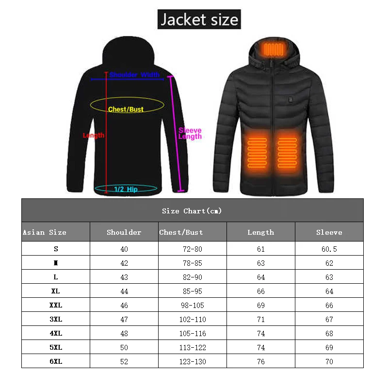 Heated Jacket 21 Areas Winter Men's Self Heating Jacket Heated Vest ski Thermal Clothing Coat USB Electric Heating Jacket 6