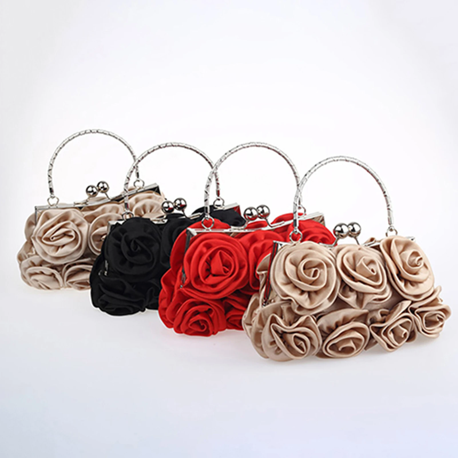 Women Evening Bag Handbag Women's Tote Bag Rose Flower Pattern Clutch Bags Evening Party Bridal Handbag