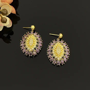 Premium Zircon Copper Plated Jewelry Set ,4Pcs Xmas Gifts Necklace Earrings for Her, Luxury Anniversary Birthday Gift 5