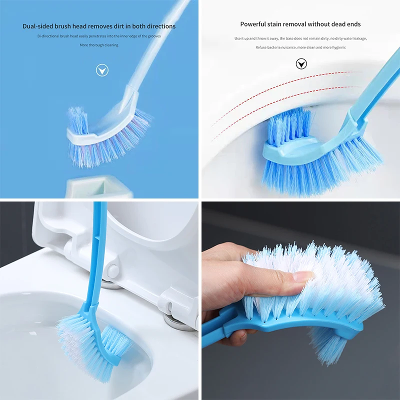 Toilet Brush Set Cleaning Toilet Brush Plastic Long Handle Double-Sided Dead Corner Cleaning Brush Soft Bristled Toilet Floor Seam