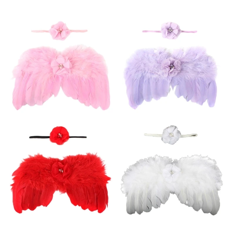 

Infant Angel Costume Wing & Headband for Photography Skin Friendly Baby Outfit Newborn Photo Shooting Props Clothes 2PCS