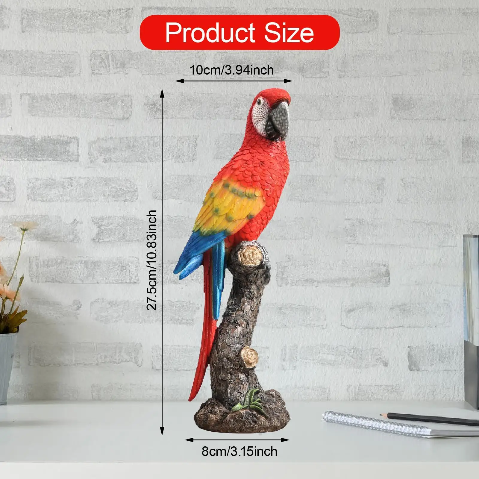 Bird Animal Figurine Garden Perching on Branch Decorative Modern Resin Parrot Statue for Pond Party Office Cabinet Bookshelf Bird Animal Figurine Garden Perching on Branch Decorative Modern Resin Parrot Statue for Pond Party Office Cabinet Bookshelf
