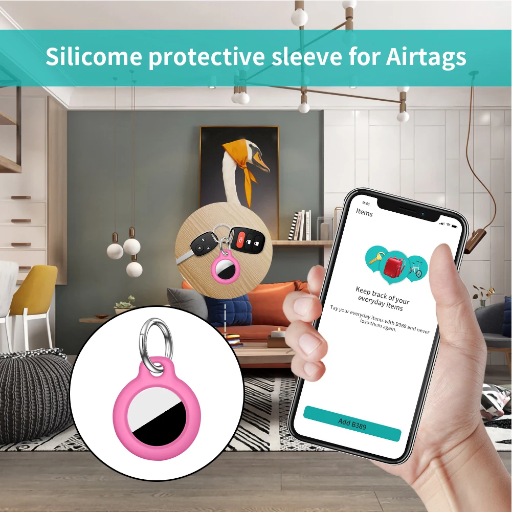 Anti Lost Device Tracker Skin Keychain Sleeve Keychain Hard PC Case Shockproof Protective Skin Key Ring for AirTag Holder