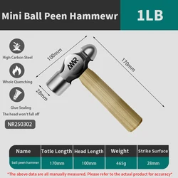 Compact Claw Hammer with Wooden Handle and High - Carbon Steel Head, 8 OZ (NR250302 round head)