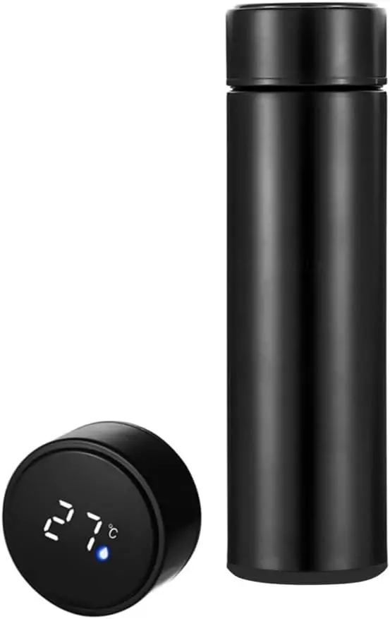 Insulated Stainless Steel Beverage Container with LED Temperature Display, 17 Oz