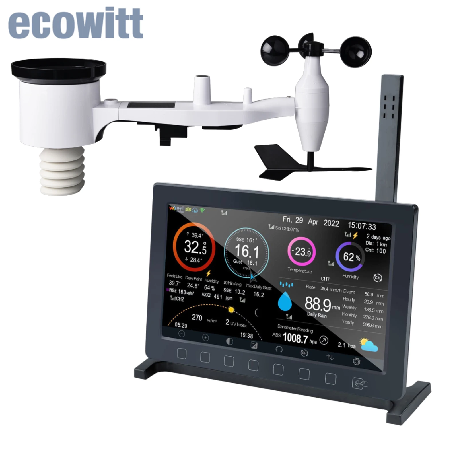 EcowittHP2561WiFiWeatherStationIndoorOutdoorwith7in1