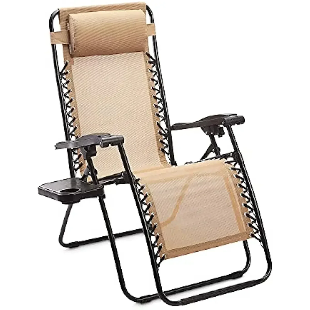 Zero Gravity Chair with Side Table, Set of 2, Beige 2