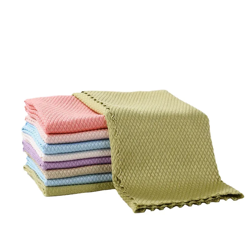 Glass Cup Cleaning Thick Towel Non-stick Hair and Traceless 5PCS Set Cup Wiping Cloth Fish Scale Rag Kitchen Rag