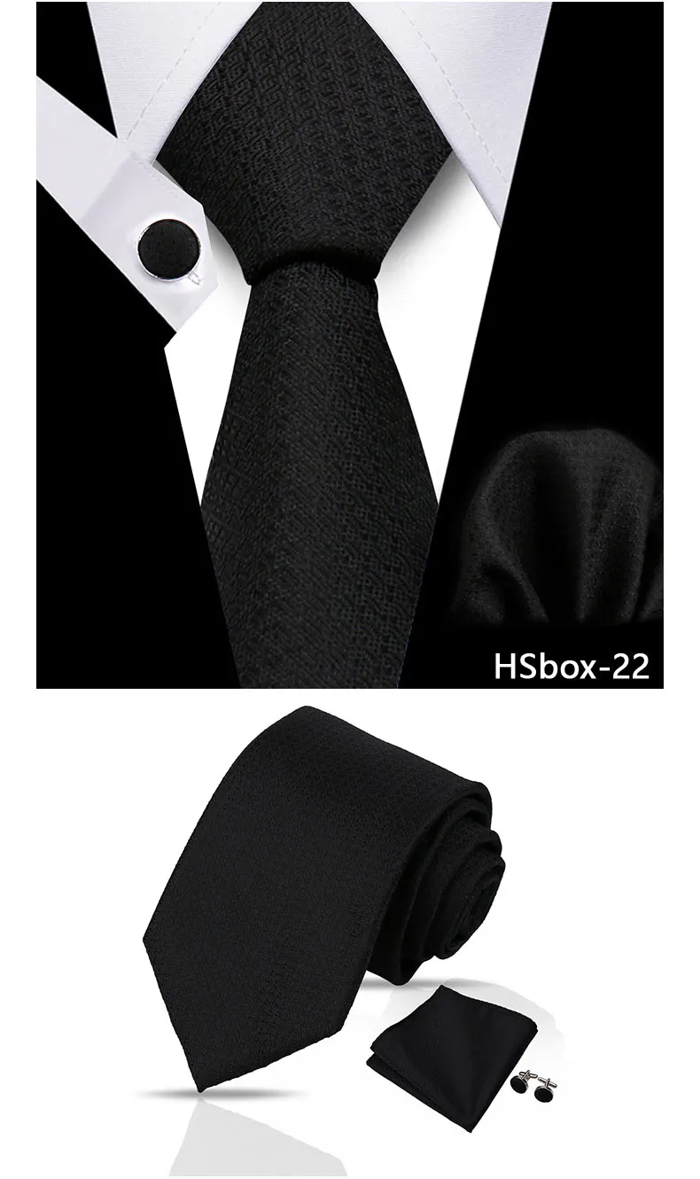 Mann Krawatte Set Luxus 8CM Krawatte Für Männer Business Einstecktuch Manschettenknöpfe 3 stücke Set Anzug Für Hochzeit bräutigam Trauzeuge Shirts Gravata – Detail 13
