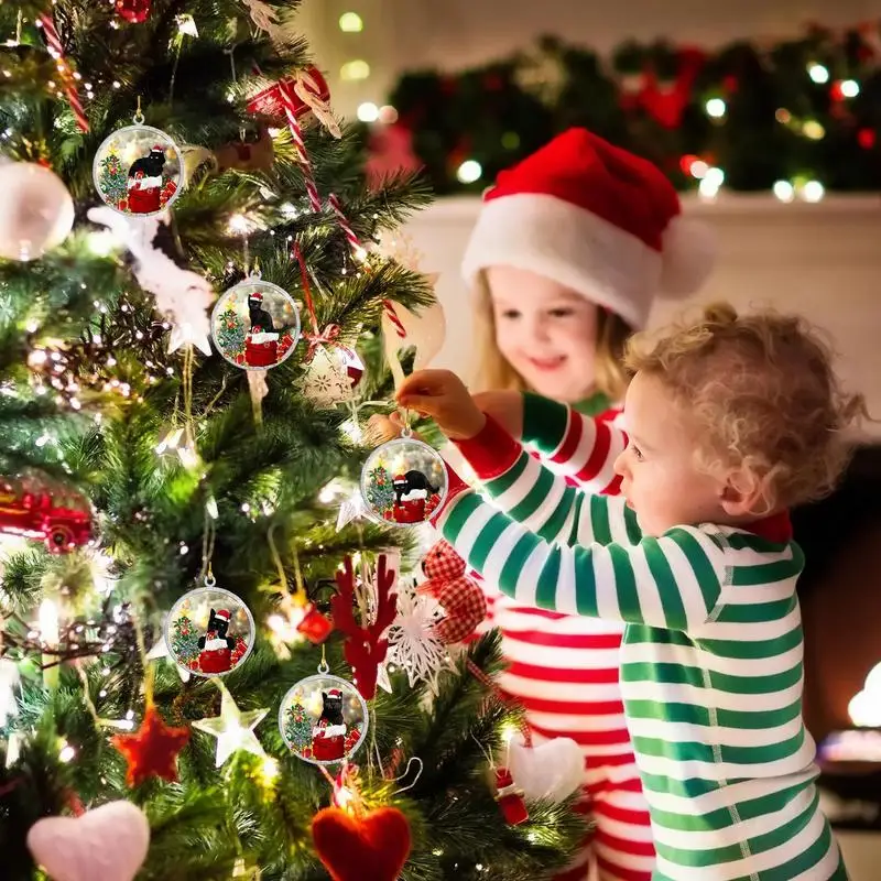 Acrylic Pendant For Christmas Tree 5Pecies Black Cat Tree Pendants Acrylic Christmas Pendants Cute Funny Christmas Ornaments