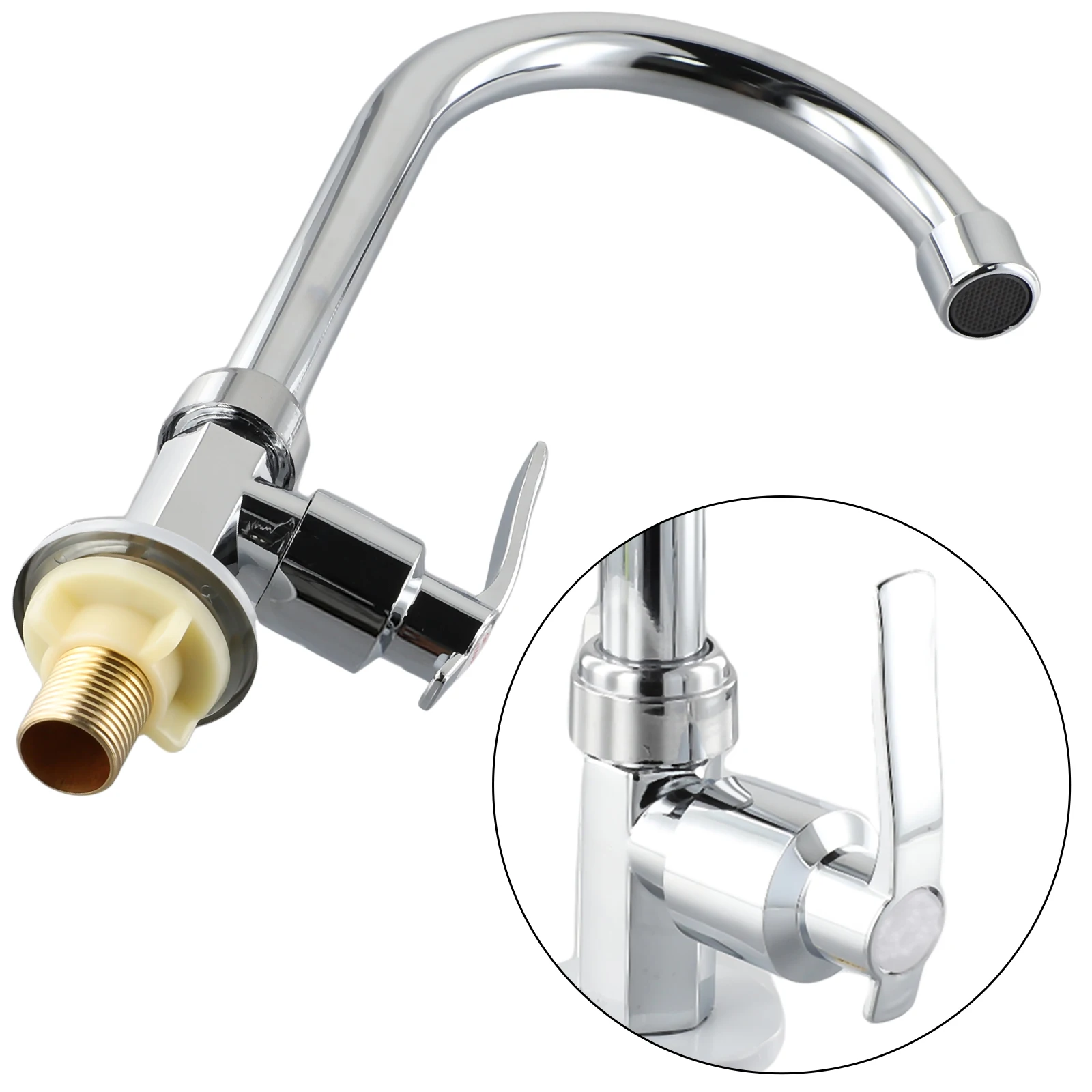 Swivel Spout Kitchen Faucet Kitchen Faucet Plating Silver Single Cold Water Stainless Steel Bars Bathrooms Parts 4
