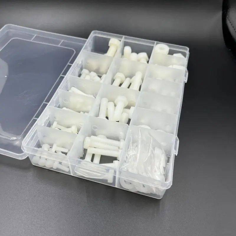 216PCS/Set White Nylon Hexagonal Screw Nut Washer Set Metric Threaded Hex Head Screw Plastic Insulated Bolt M4 M5 M6 M8 M10