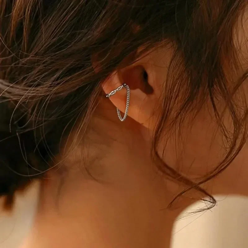Fake Piercing Earcuff Earrings Chain Tassel Line Woman No Piercing Ear Jewelry 1Pc ear clip earrings,clip earrings,ear clip,ear accessories