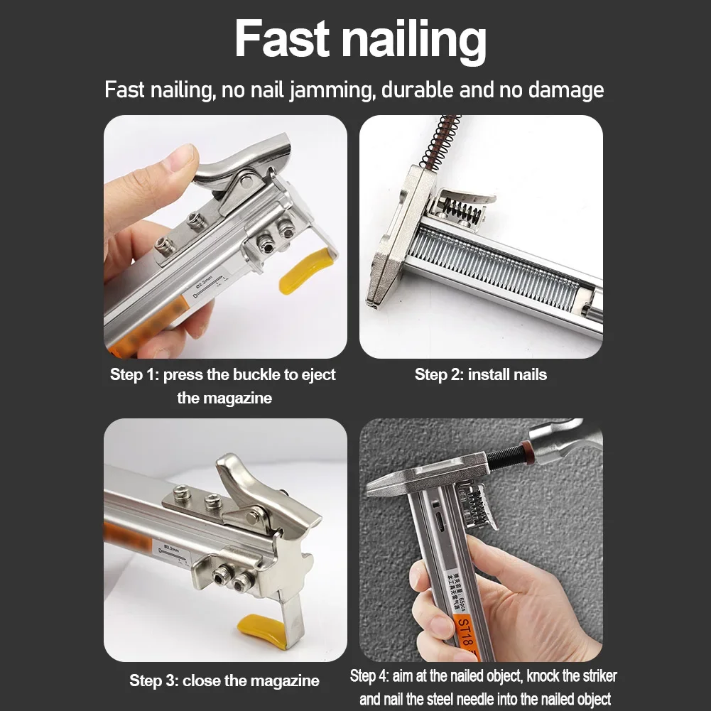 Manual Steel Nailer ST18 Semi Automatic Cement Nail Wire Slot Nailing Device Nailing Machine Woodworking Tacker