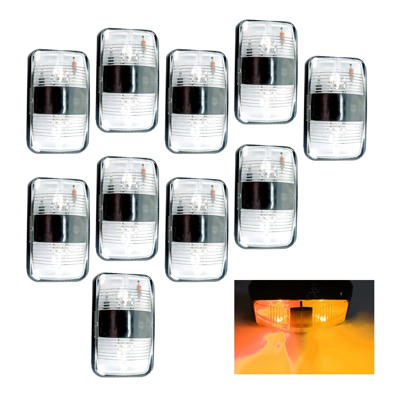 

10Pcs Amber Side Marker Signal Light Clearance Indicator Lamp Universal for Car Truck Trailer Caravan RV Boat 10-30V 0.5W