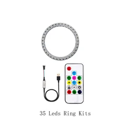 Enhanced RGB LED Pixel Ring with Built - in Control and USB Controller (White PCB)