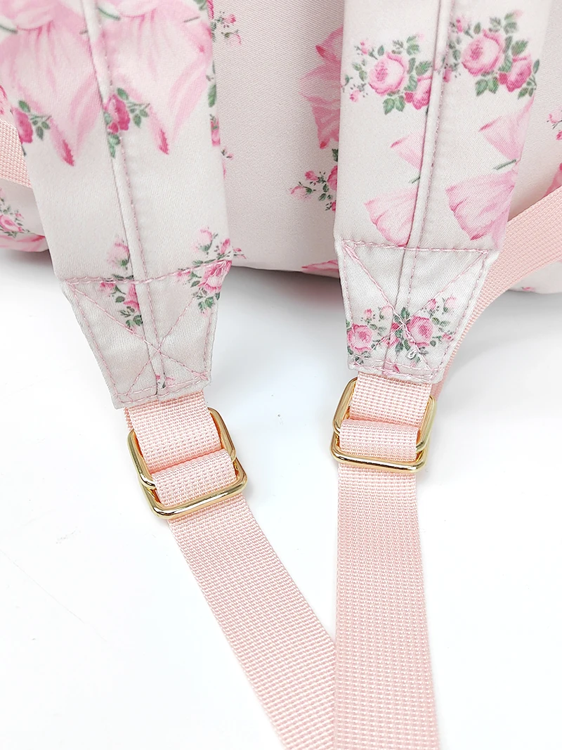 New Waterproof Nylon Backpack Backpack Large Capacity Pink Printed Bow Female Travel Bag Backpacks Schoolbag for Teenage Girls