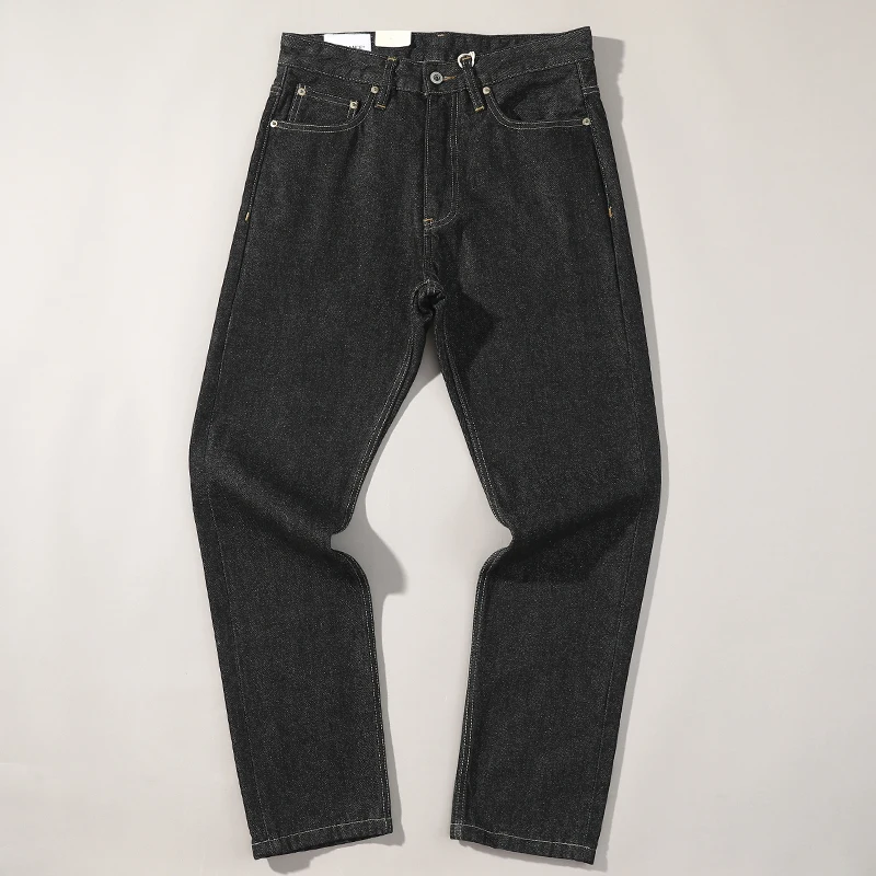 2025 Autumn and Winter American Retro Primary Color Black Denim Jeans Men's 86.4% Cotton Washed Old Heavyweight Straight Pants 5