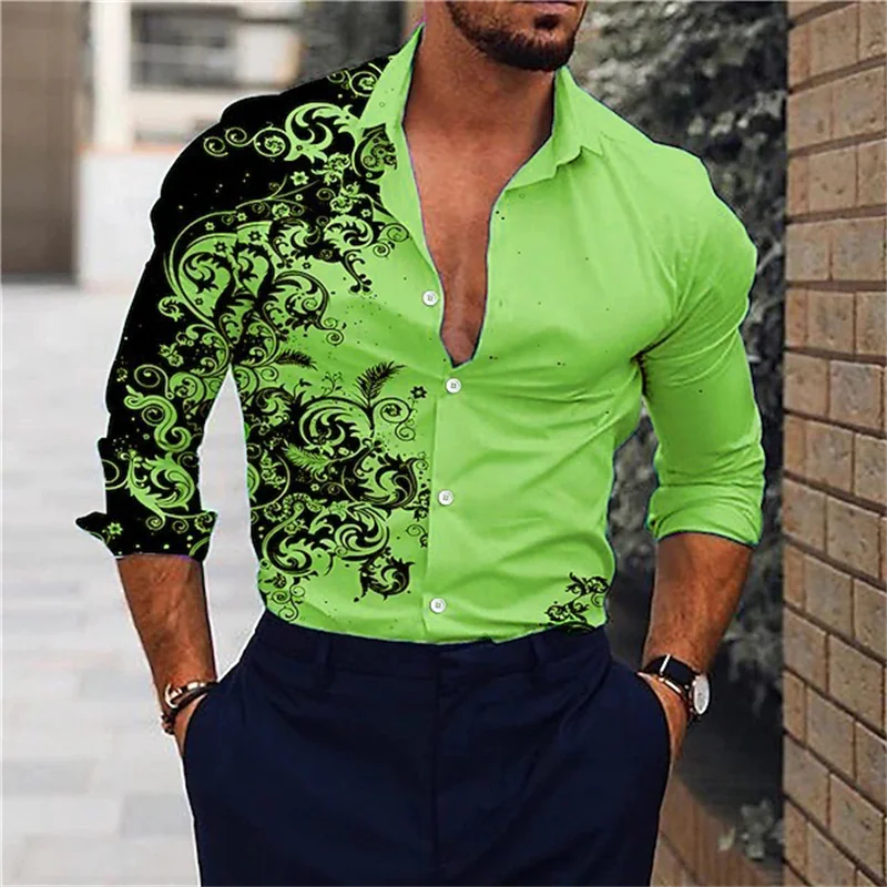Camisa Rosa Con Estampado De Rosas Doradas Para Hombre, Elegante, Ajustada, Manga Larga, Para Fiesta, Boda, Club, Camisa Social, Negro
