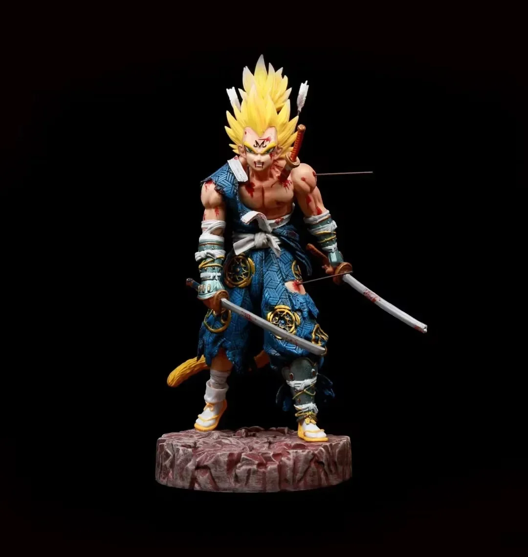 

30cm Anime Figure Dragon Ball Z Samurai Figures Majin Buu Figurine Vegeta Super Saiyan 3 Pvc Statue Model Doll Decor Toys Gift