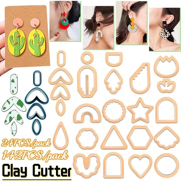 24PCS/142PCS Polymer Clay Cutters Tools Plastic Clay Earring Cutters with  Earring Cards for Polymer Clay Jewelry Making - AliExpress