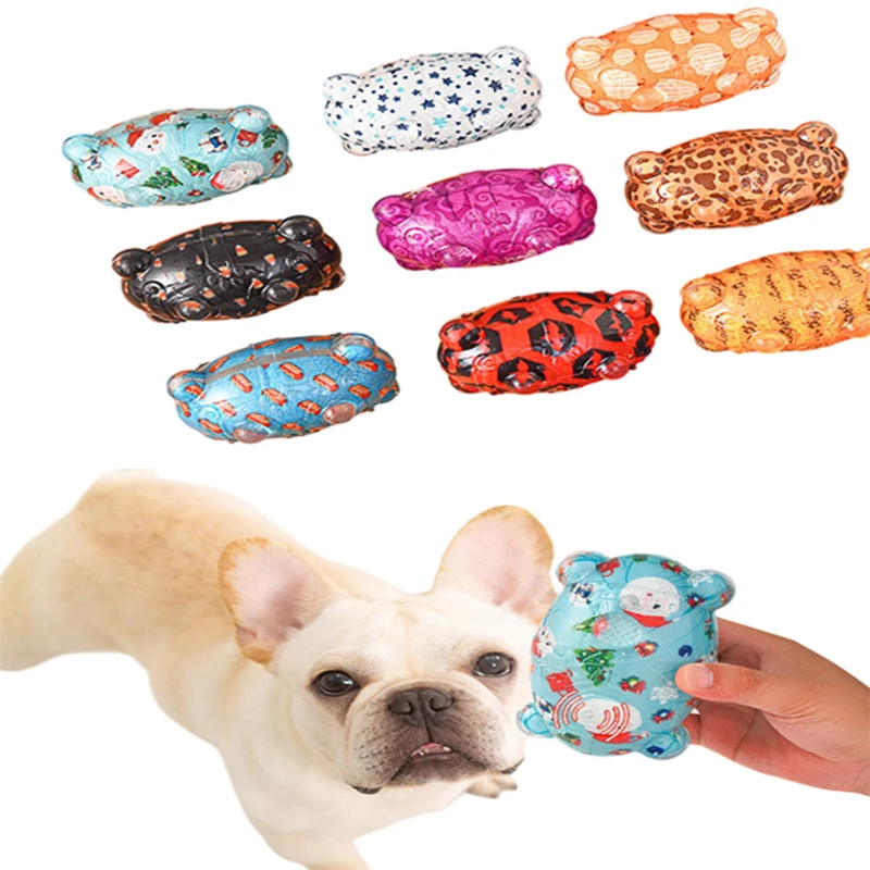 

Dog Chew Toy Pet Interactive TPR Toys for Dog Teeth Cleaning Bite Resistance Squeaky Puppy Ball Toy Outdoor Treat Training