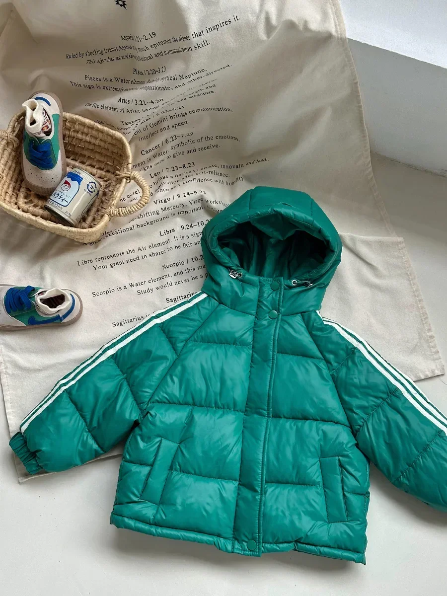 Down Jacket Children Jackets Girls Coat Korean Cotton Hooded Kids Jacket Winter Thicken Warm Girls Boys Casual Cotton Coats Outerwear Windproof Down Jackets